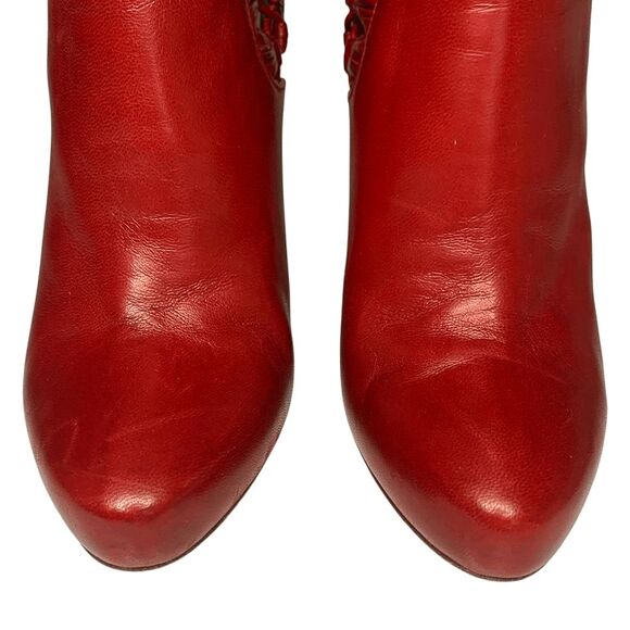 Christian Louboutin Aziboot 100 Red Leather Cutout Ankle Boots Size 37 EU 7 US - Picture 3 of 11